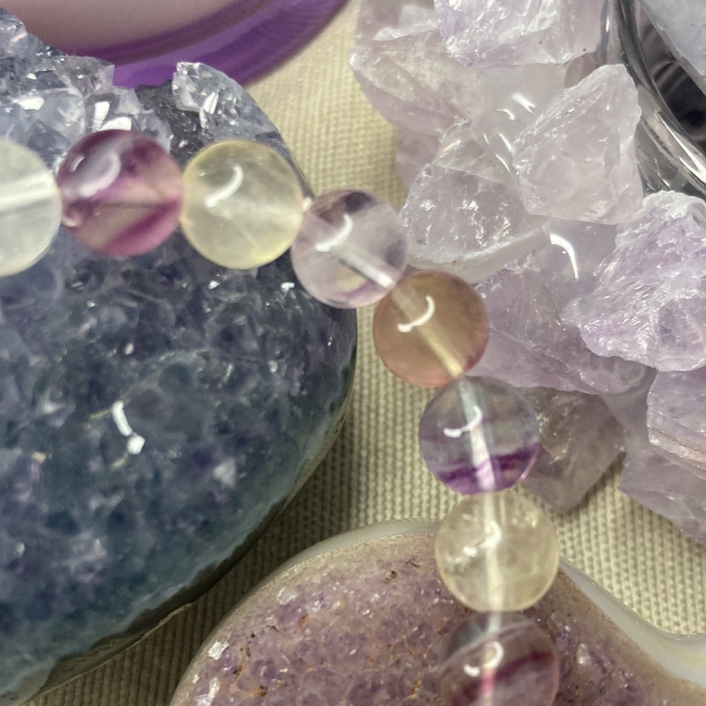 Fluorite High Quality Gemstone Beaded Bracelet AAA - Picture 4 of 4